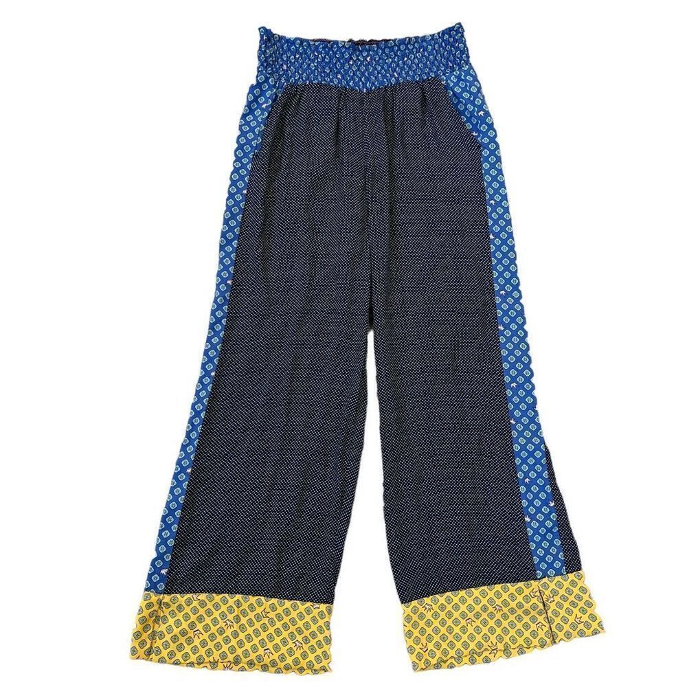 Aerie Womens Multi Color Patchwork Wide Leg Elastic Waist Pull On Pants Size S